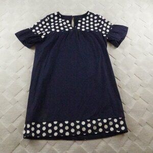 J.Crew Bell Sleeve Dress Womens 10 With Fringe Dot Navy Cream Formal